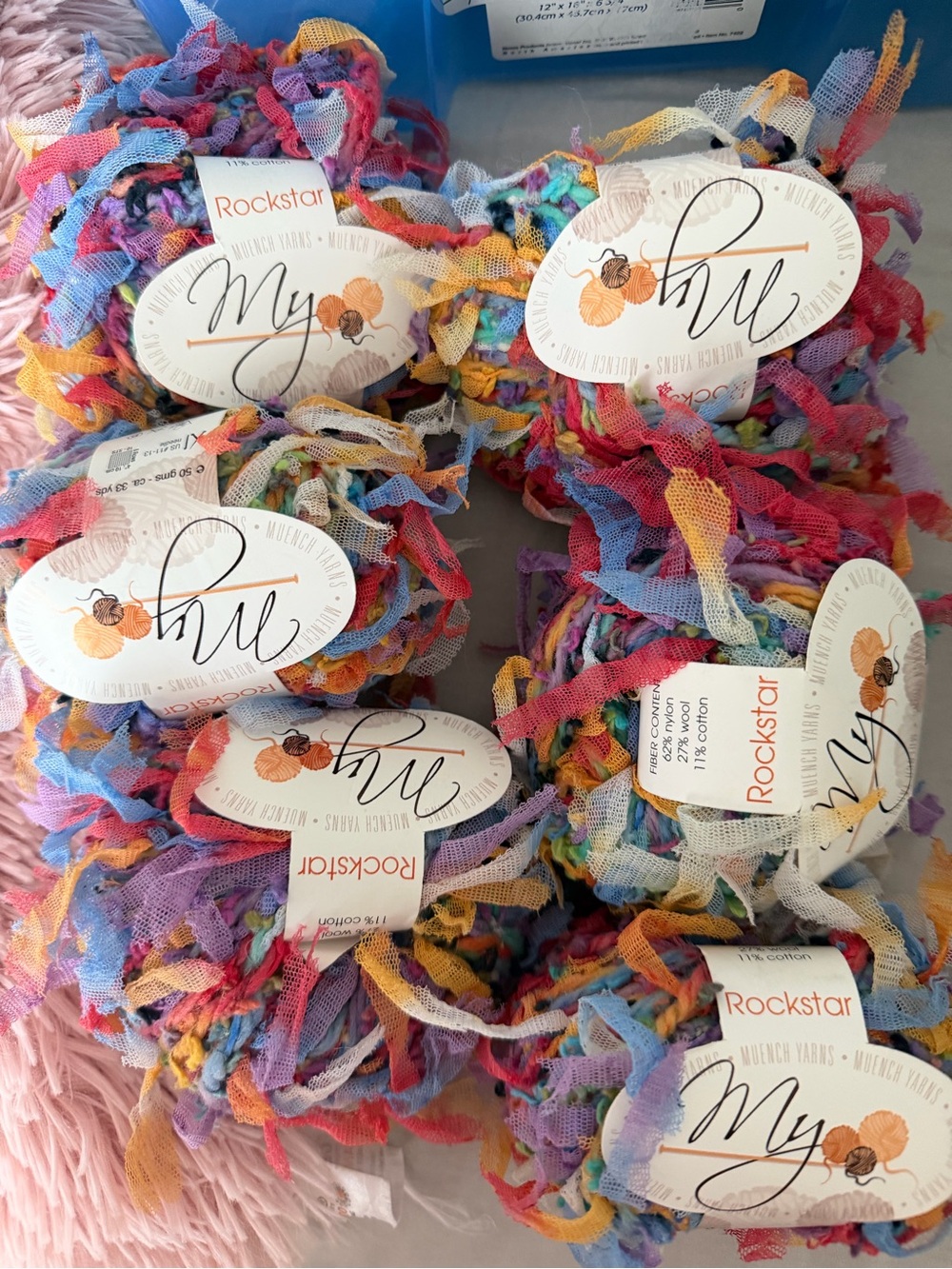 My By Crystal Palace Rockstar Multicolor Novelty Yarn - Vibrant Rainbow 6 skeins